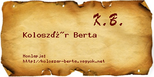 Koloszár Berta névjegykártya